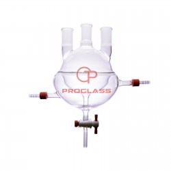 Three Necks Round Bottom Flask,Heavy Wall,PTFE Stopcocks,Half Jacketed
