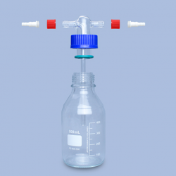 Glass Buffer Bottle Flow Liquid Inlet and Outlet Bottle L45 Thread Transfer Bottle