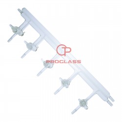 Manifold,Vacuum/Inert Gas,Solid Glass Stopcock with Spring